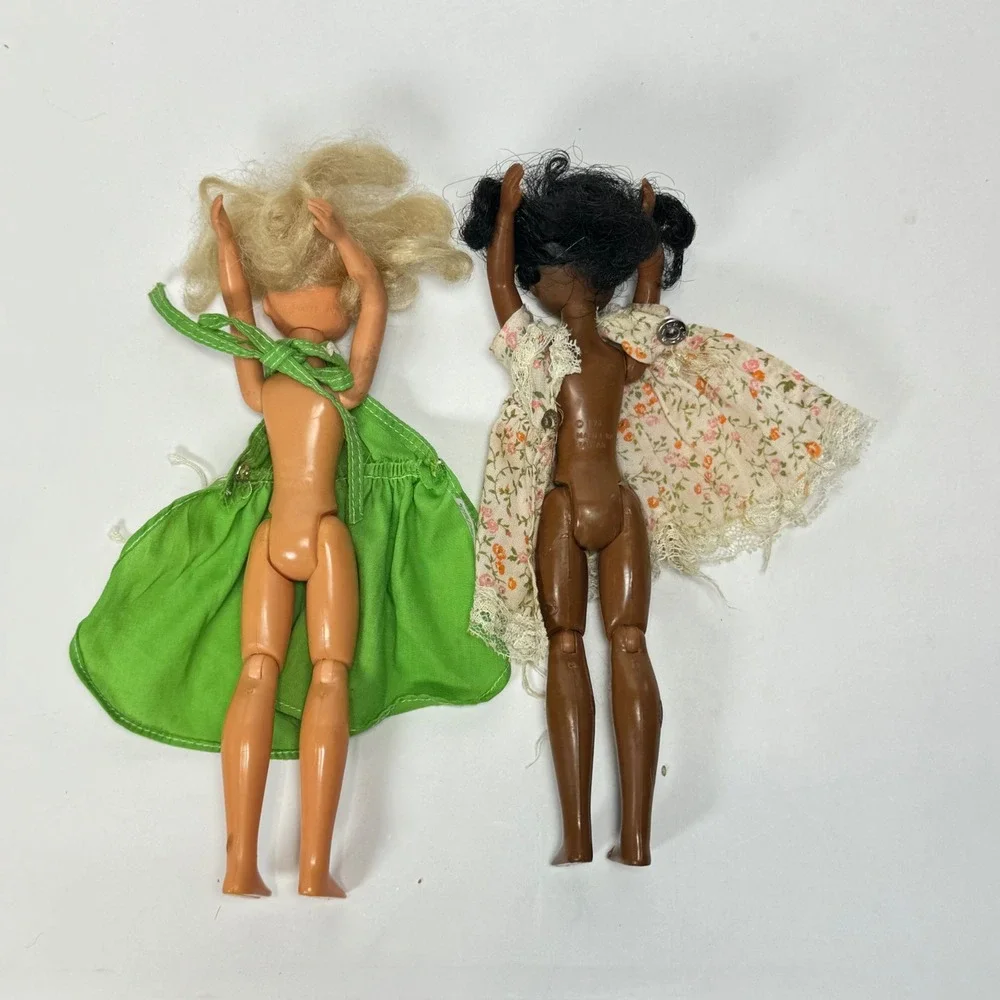 Vintage 1973 Mattel Sunshine Family Dolls Set Blonde and African‎ American 9